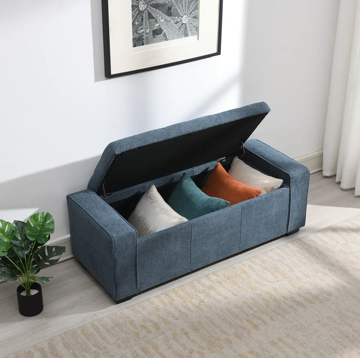 Arturo Tufted Storage Bench - Charcoal