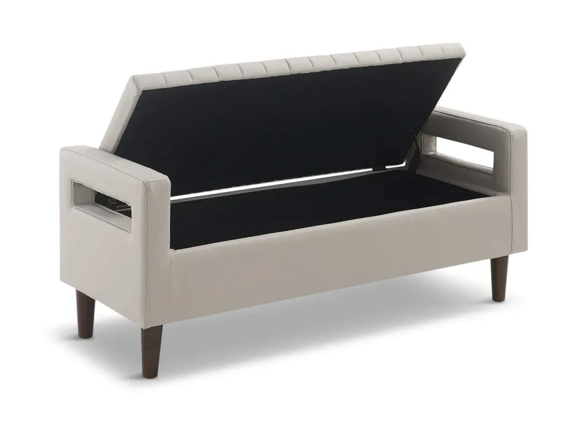 Quinn Channel Tuft Storage Bench - Cream