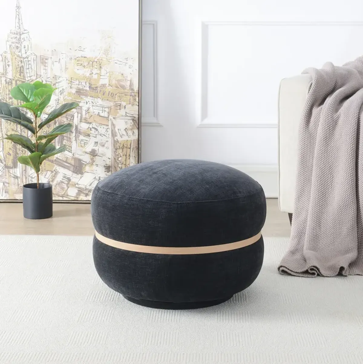Contessa Swivel Ottoman - Ebony