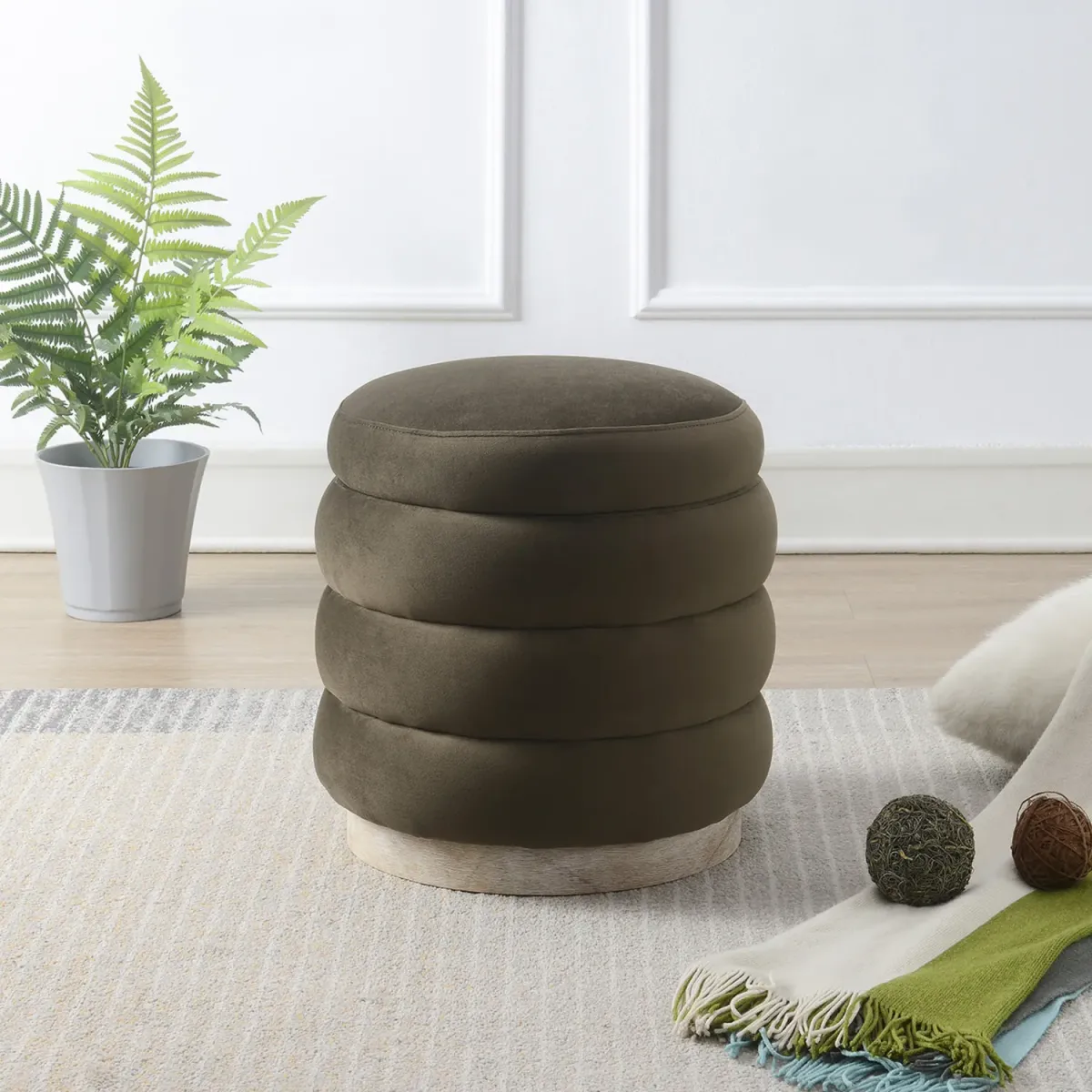 Piper Channel Storage Ottoman - Green