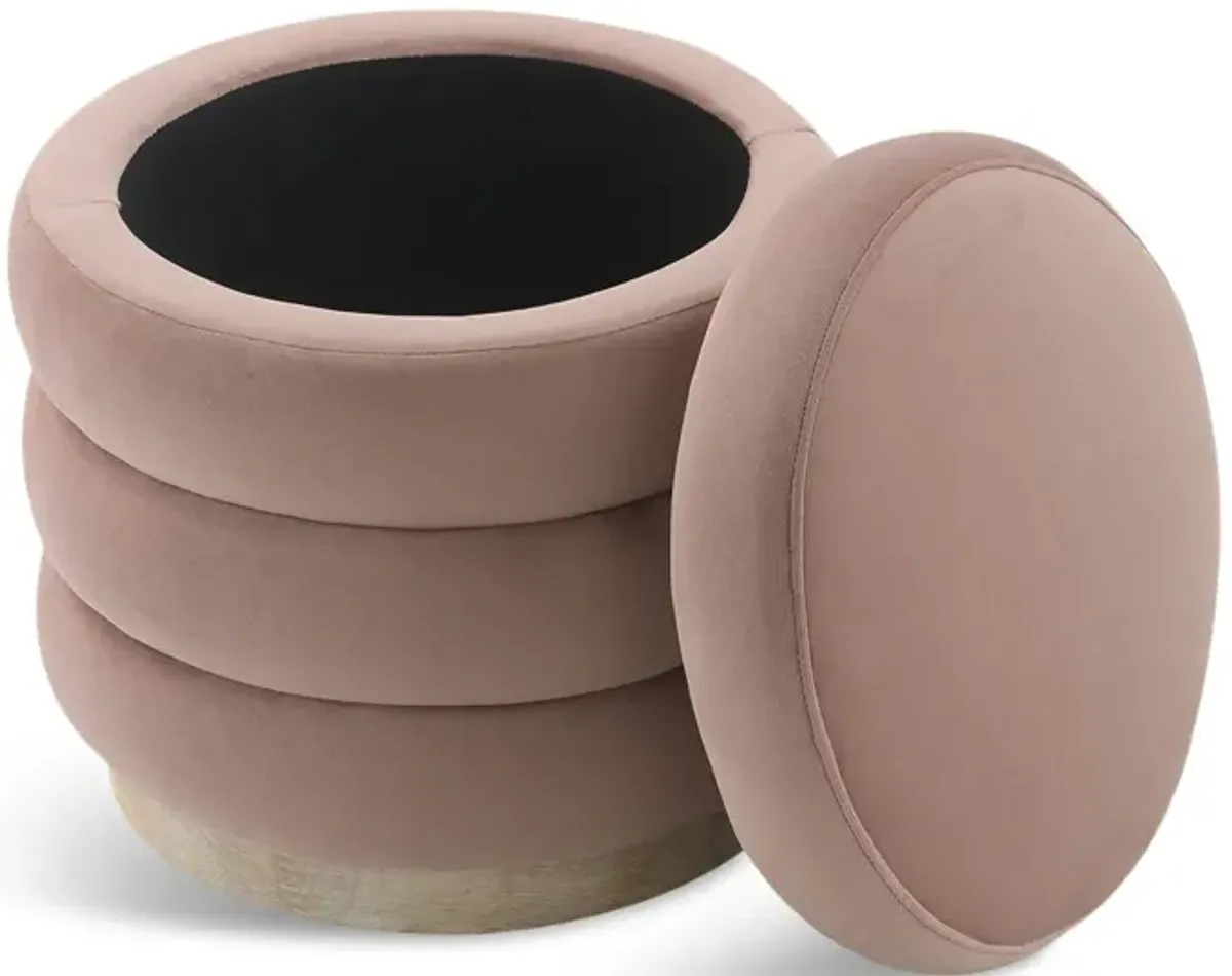 Piper Channel Storage Ottoman - Blush Pink