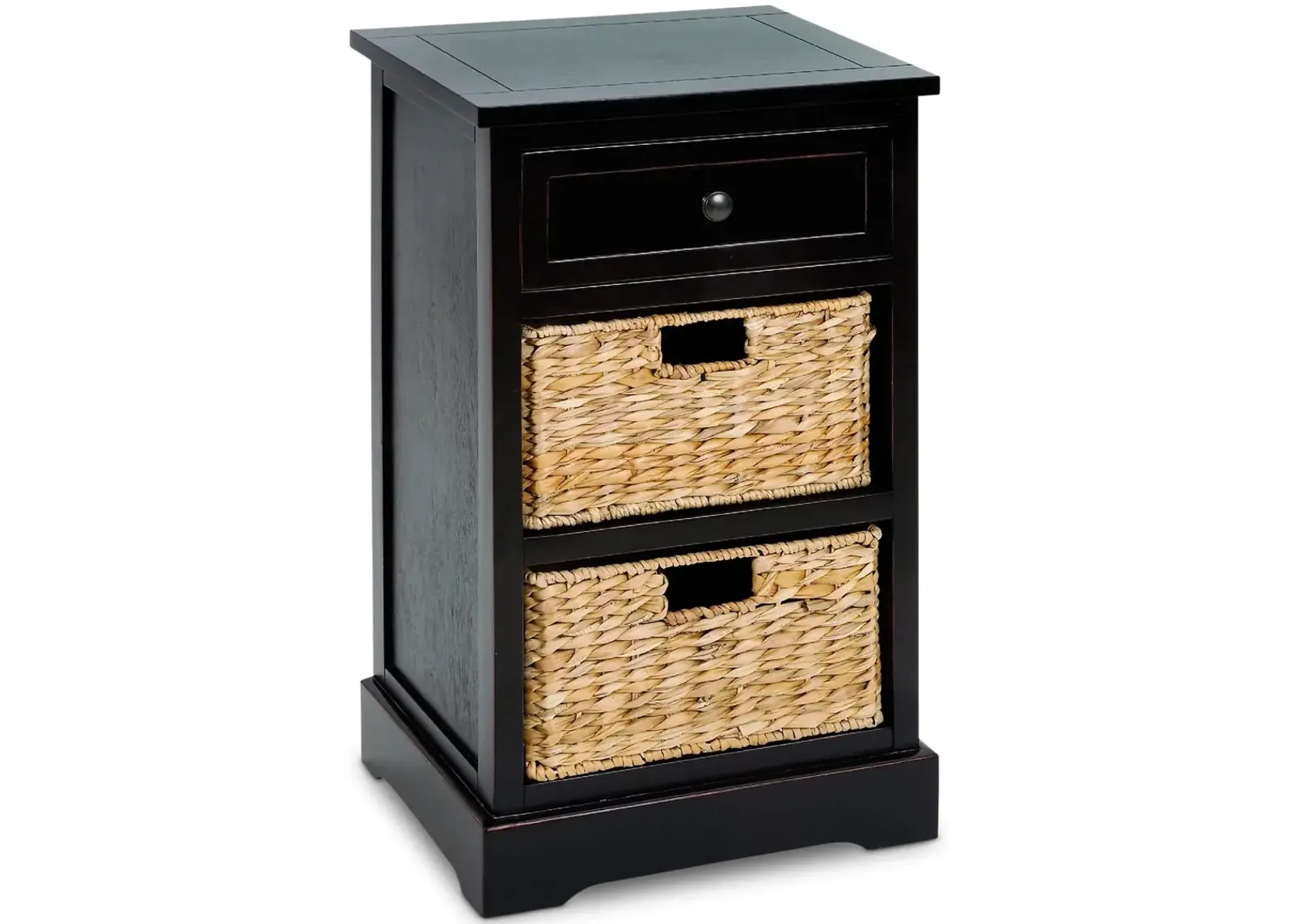 Wicker Basket Side Chest - Distressed Black