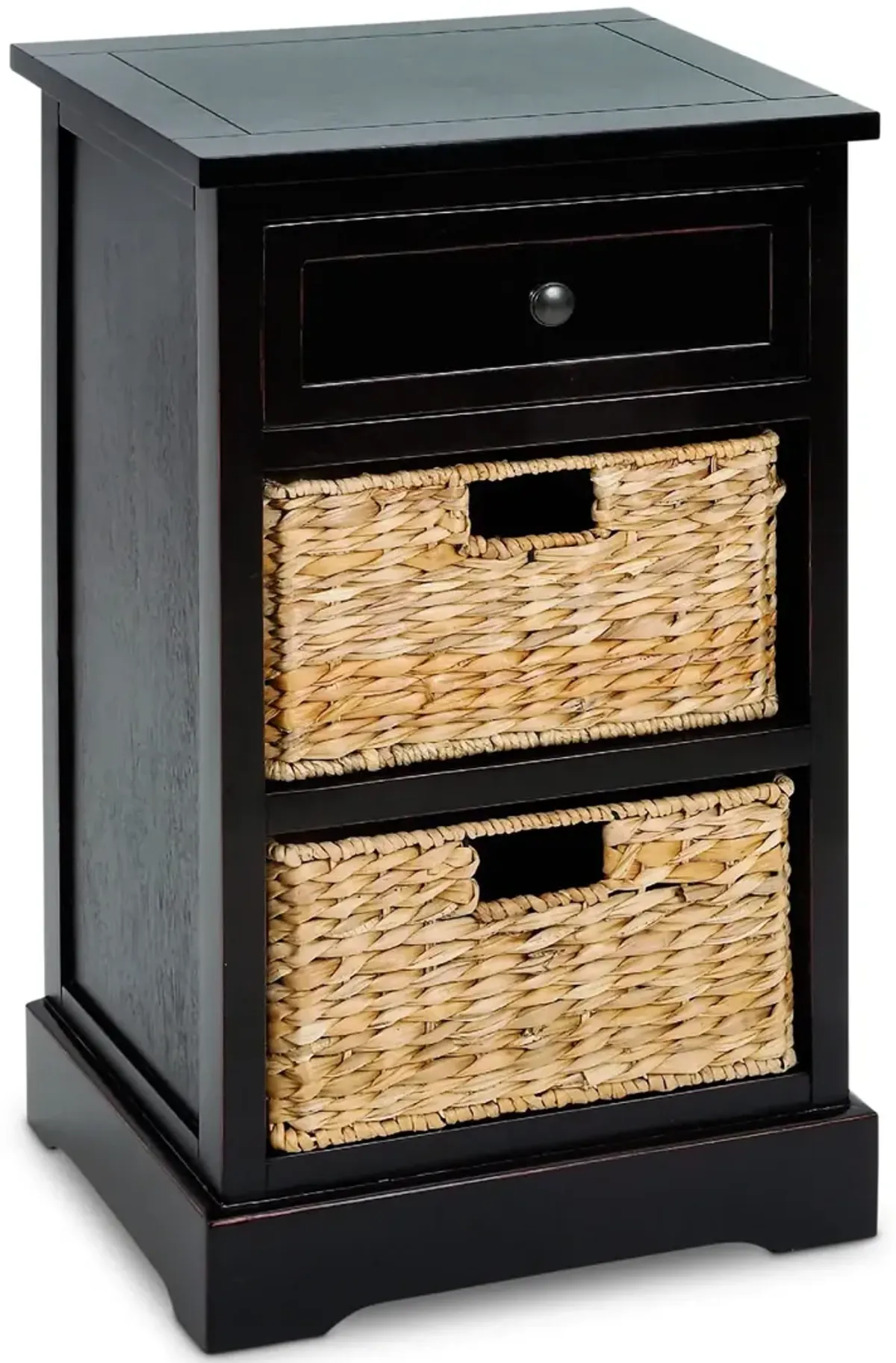 Wicker Basket Side Chest - Distressed Black