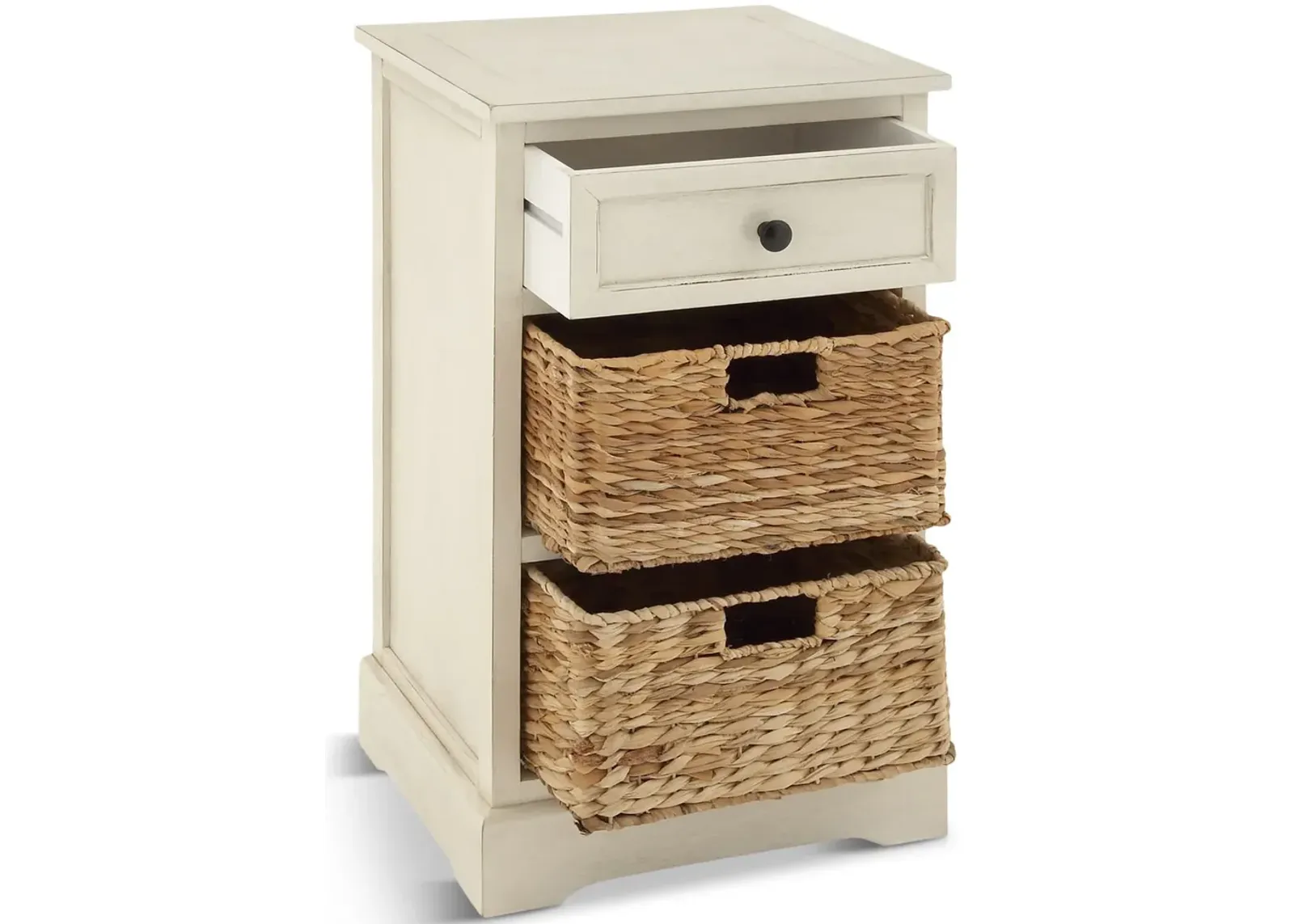 Wicker Basket Side Chest - White