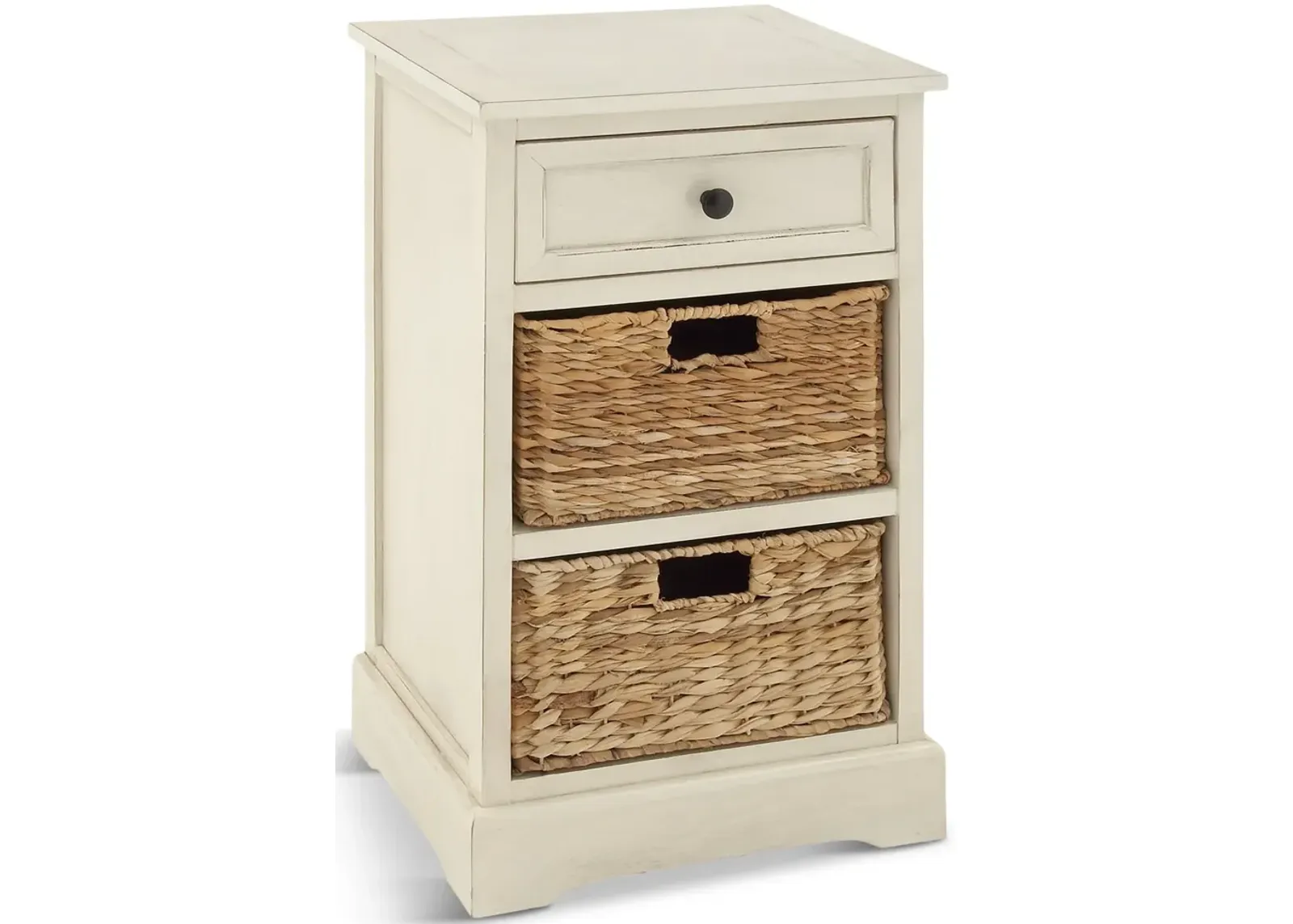 Wicker Basket Side Chest - White