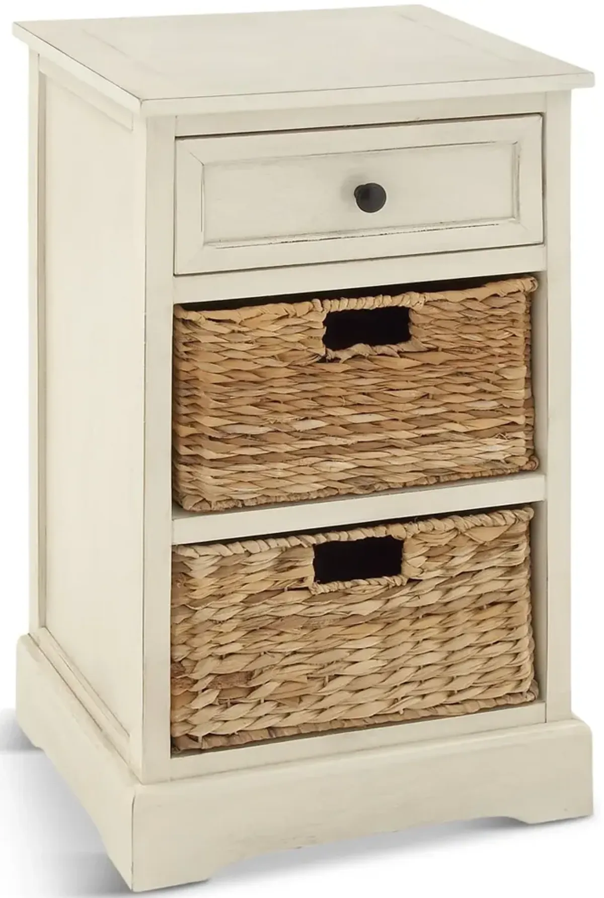 Wicker Basket Side Chest - White