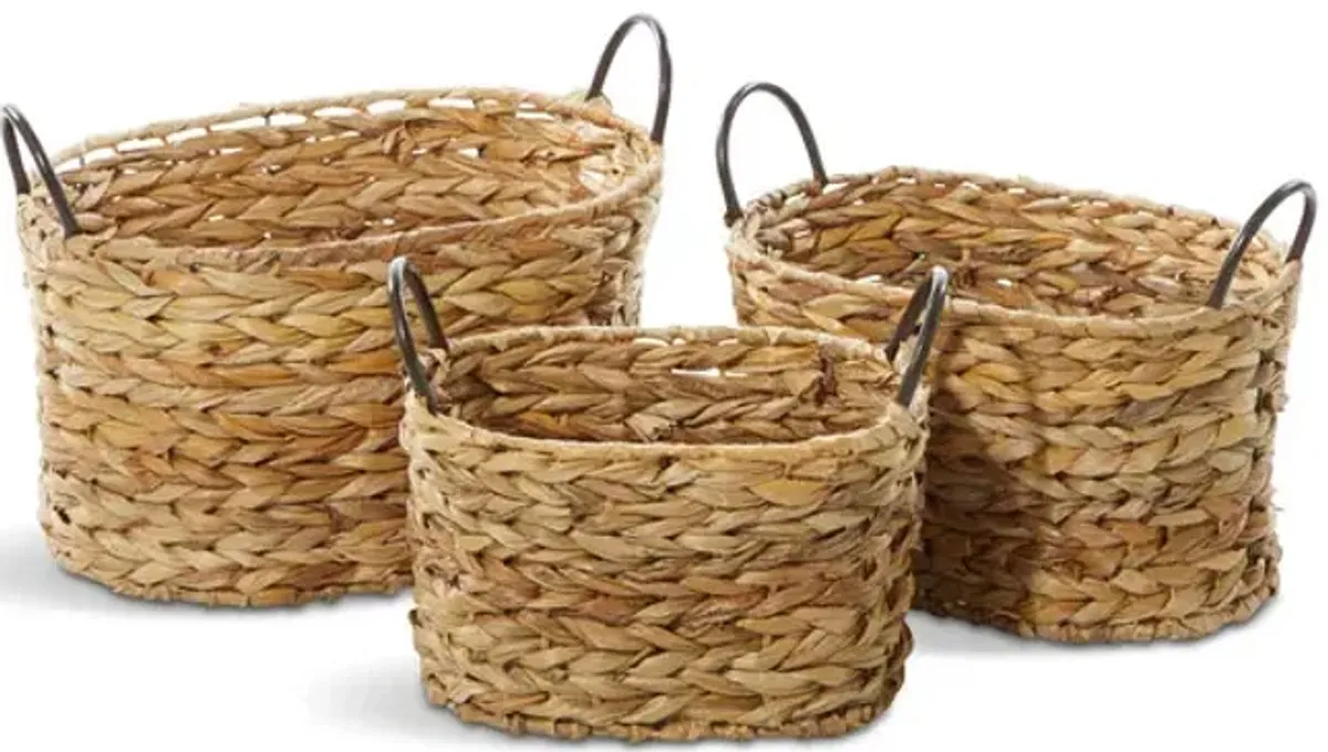 Metal Wicker Baskets - Set of 3