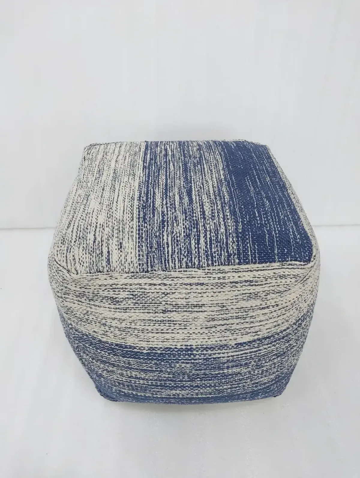 Square Pouf Denim White