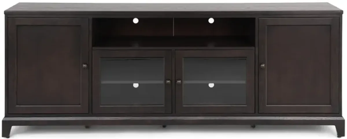 Custom Large Media Console With Glass Doors