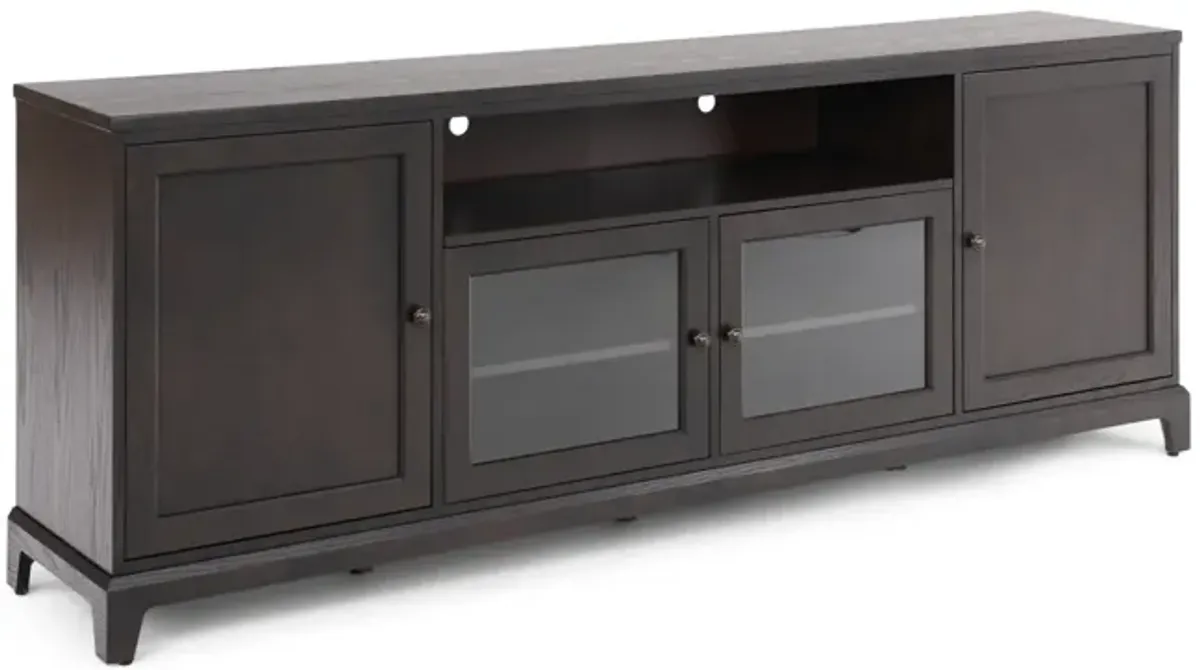 Custom Large Media Console With Glass Doors