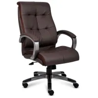 Brown contemporary leather chair with mesh sides