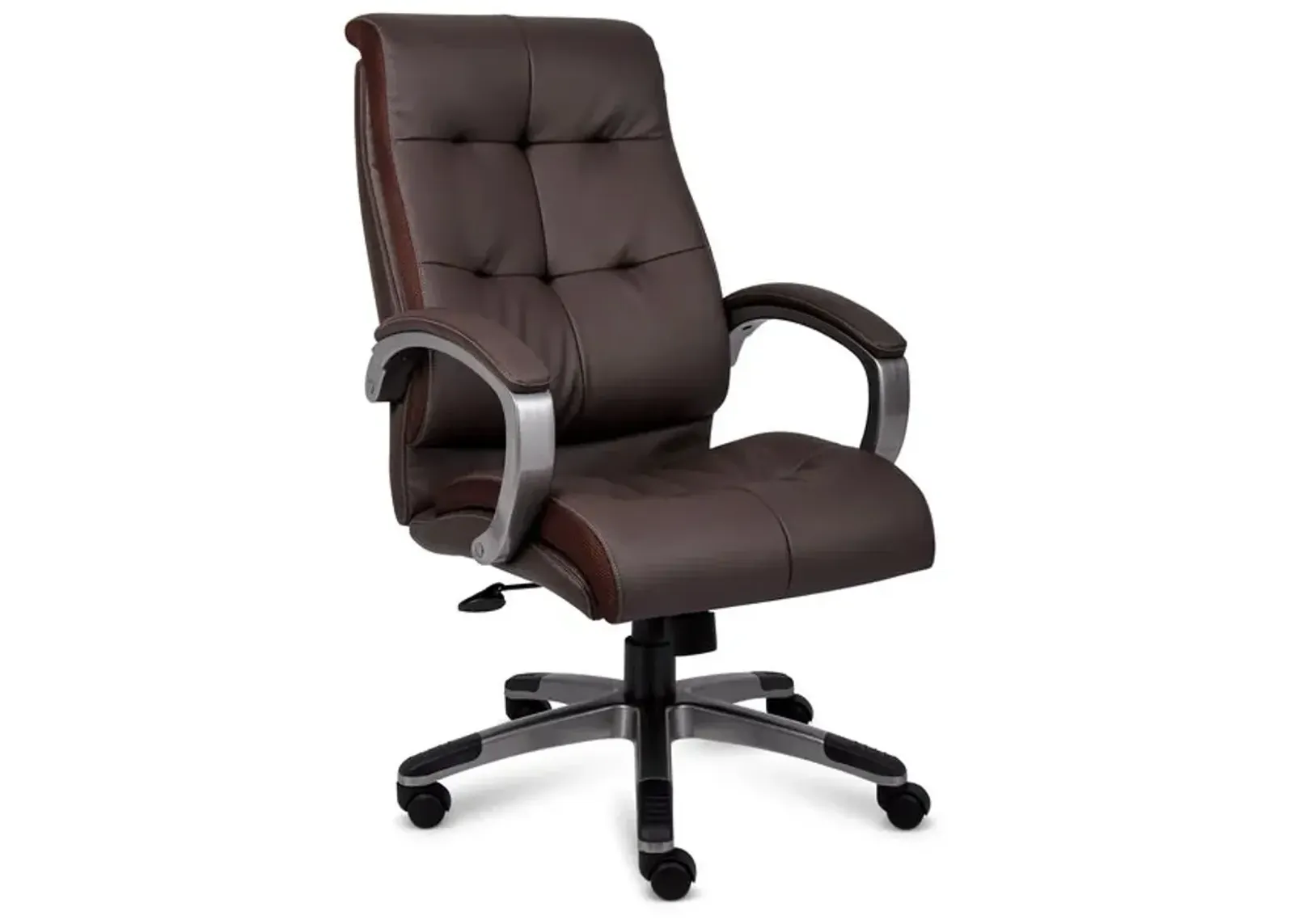 Brown contemporary leather chair with mesh sides