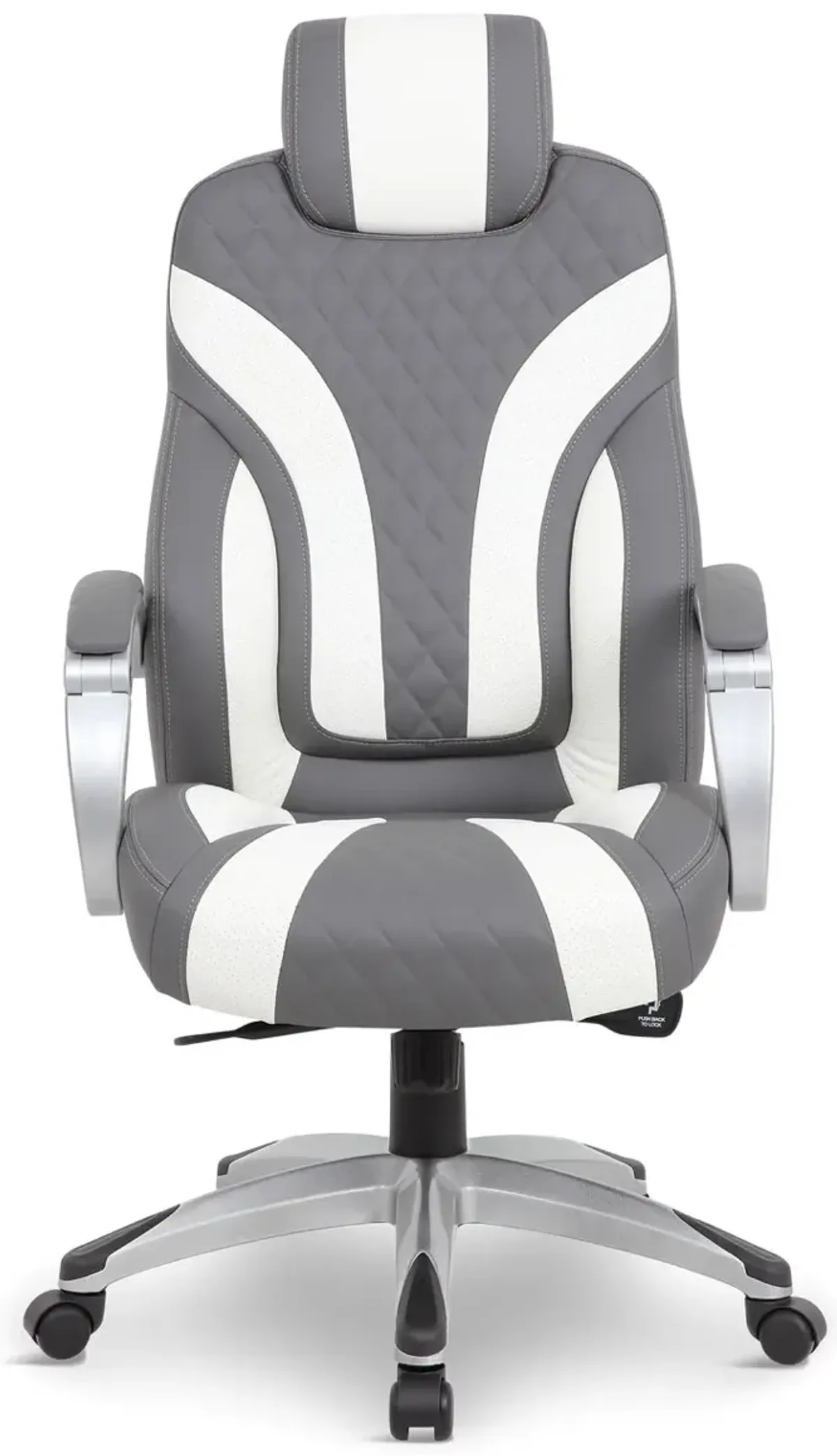 Grey   White Game Chair with hinge arms