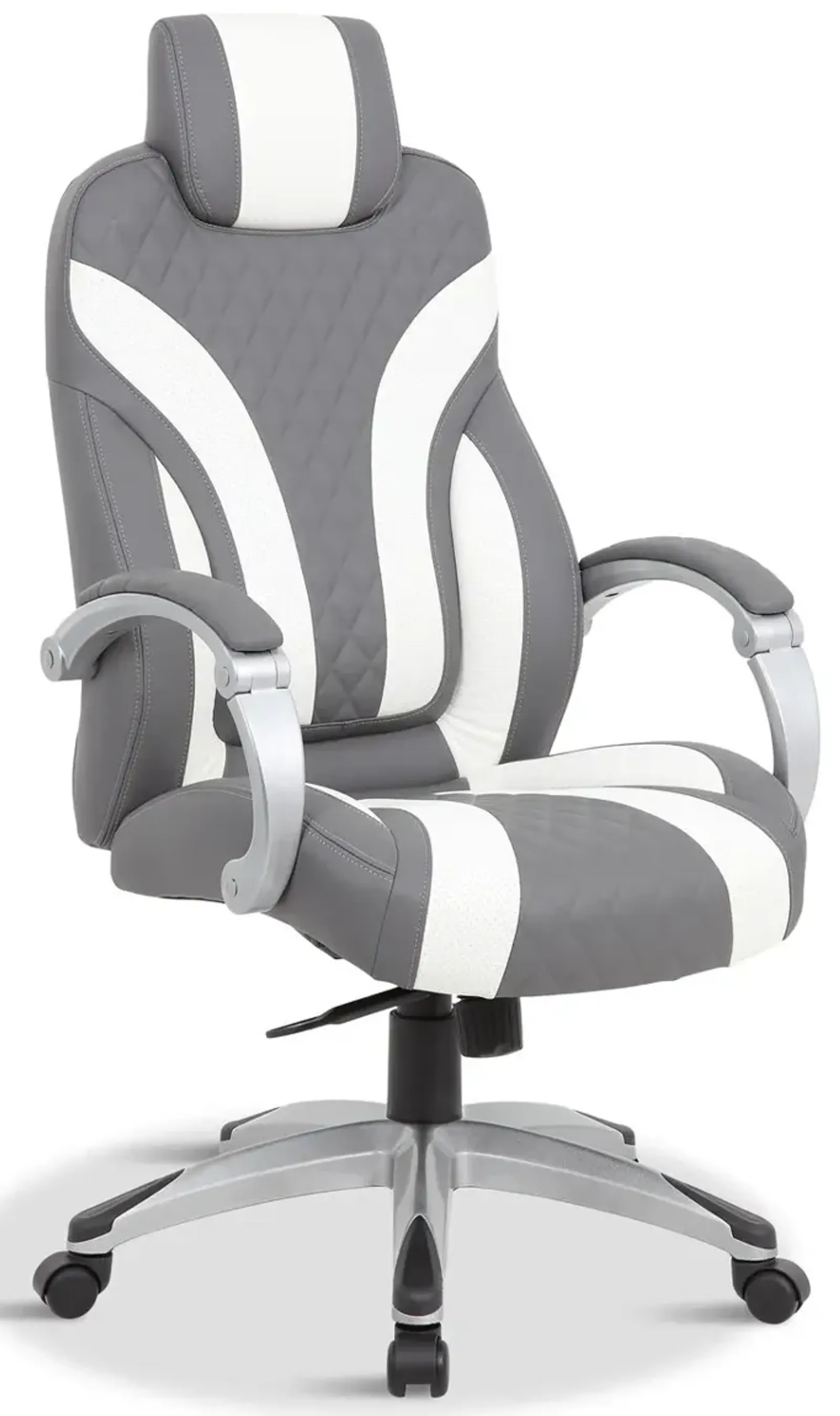 Grey   White Game Chair with hinge arms