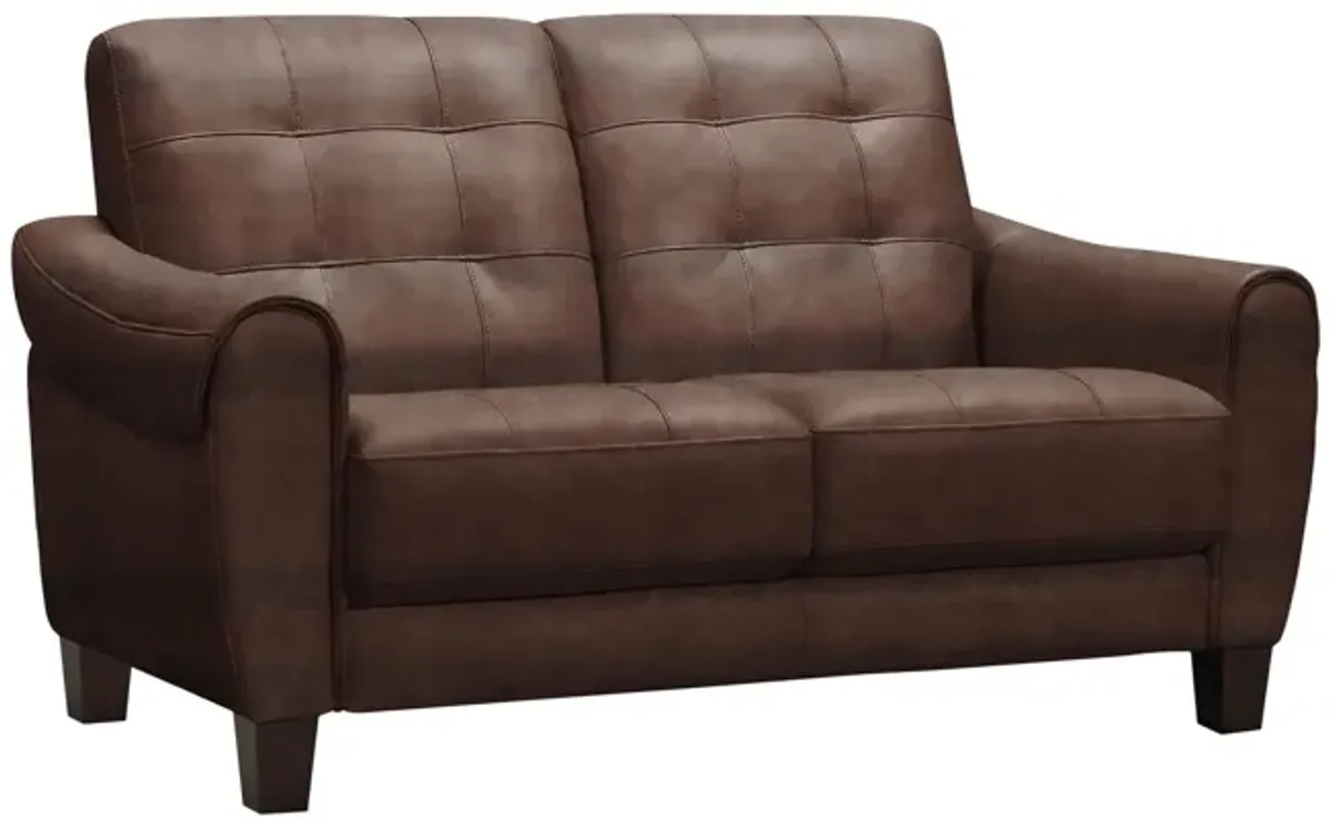 Madden Leather Loveseat - Tobacco