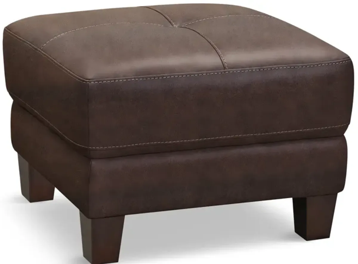 Madden Leather Ottoman - Tobacco