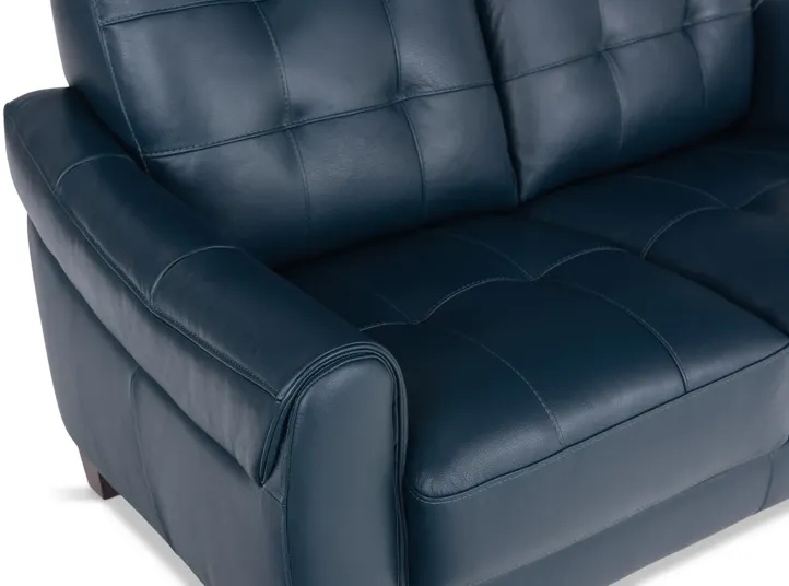 Madden Leather Loveseat - Blue