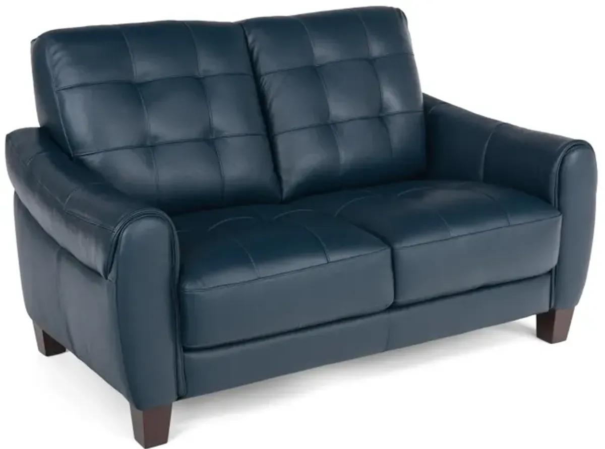 Madden Leather Loveseat - Blue