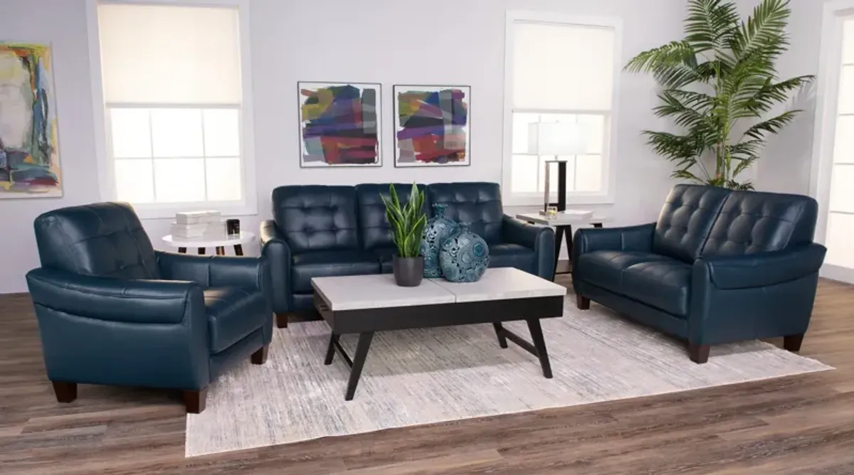 Madden Leather Loveseat - Blue