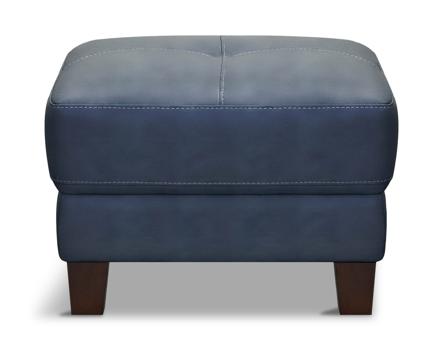 Madden Leather Ottoman - Blue