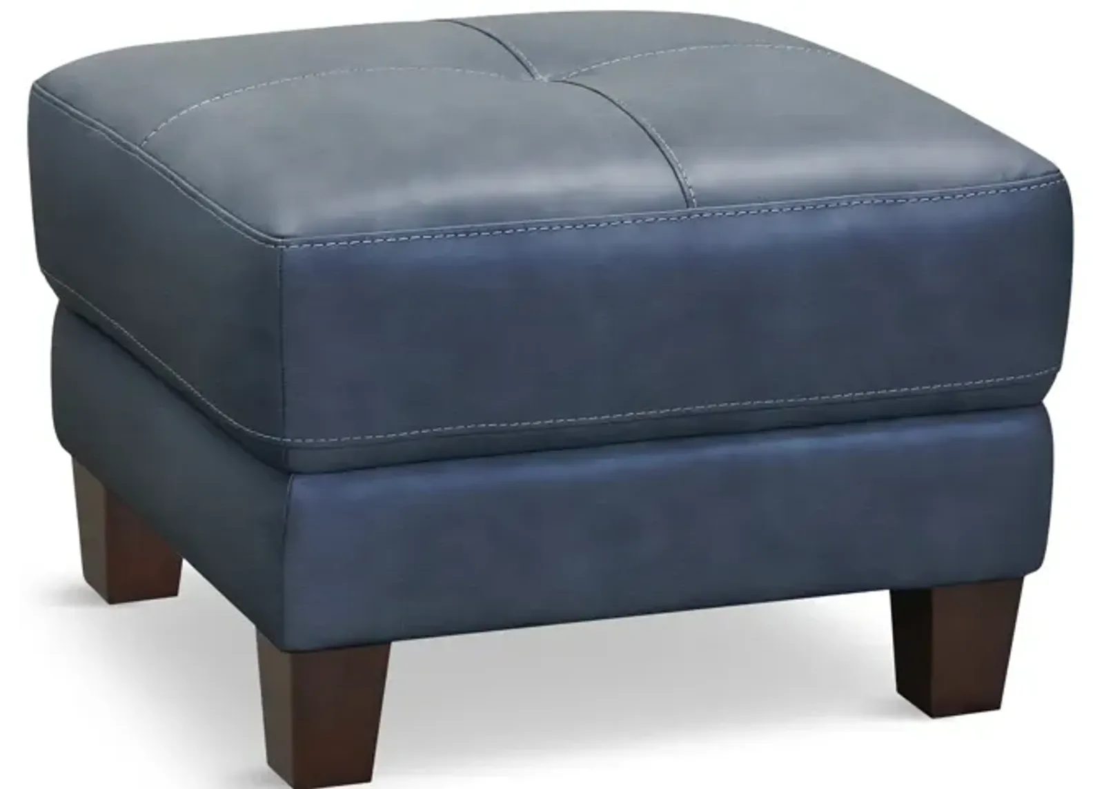 Madden Leather Ottoman - Blue