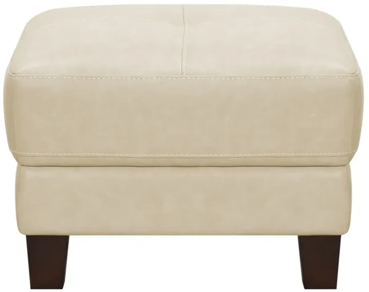Madden Leather Ottoman - Butter