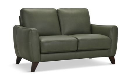 Trifle Leather Loveseat - Moss Green