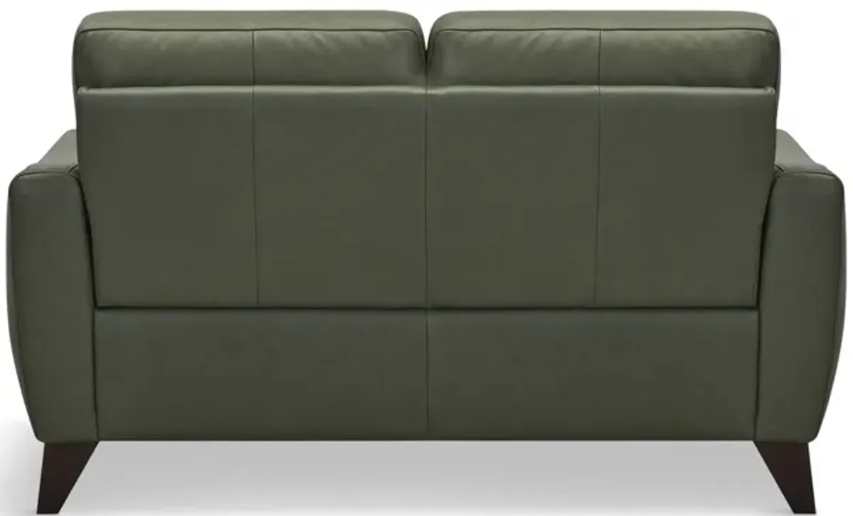 Trifle Leather Loveseat - Moss Green