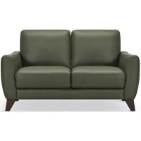 Trifle Leather Loveseat - Moss Green