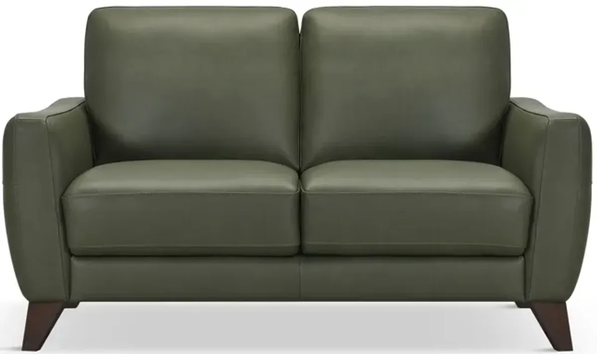 Trifle Leather Loveseat - Moss Green