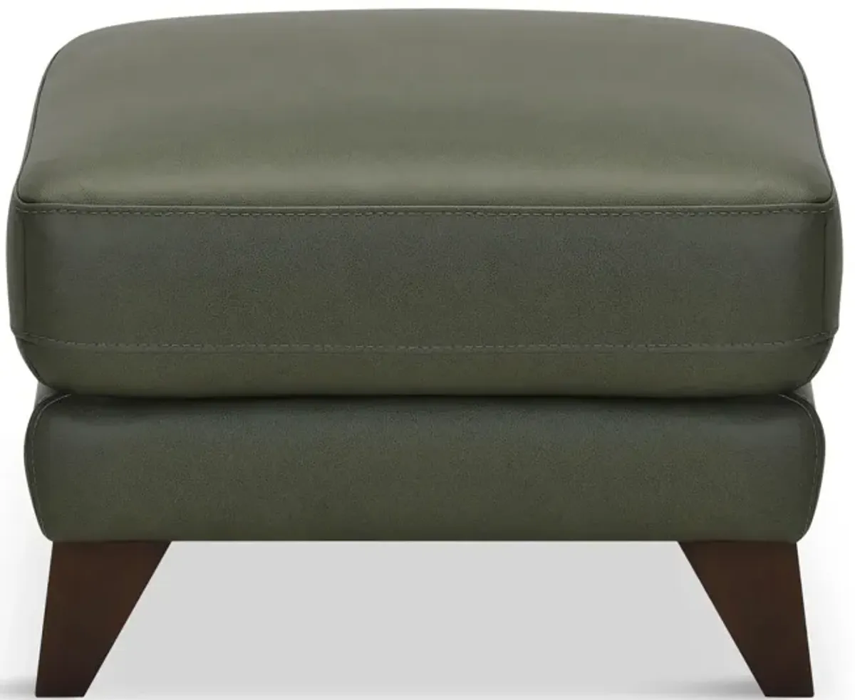 Trifle Leather Ottoman - Moss Green