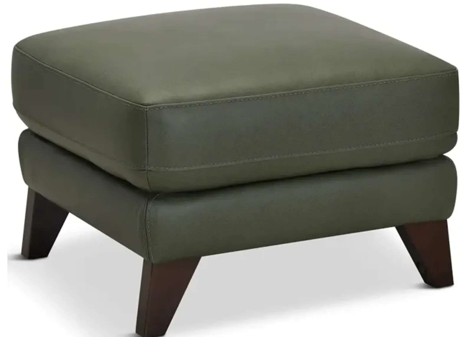 Trifle Leather Ottoman - Moss Green