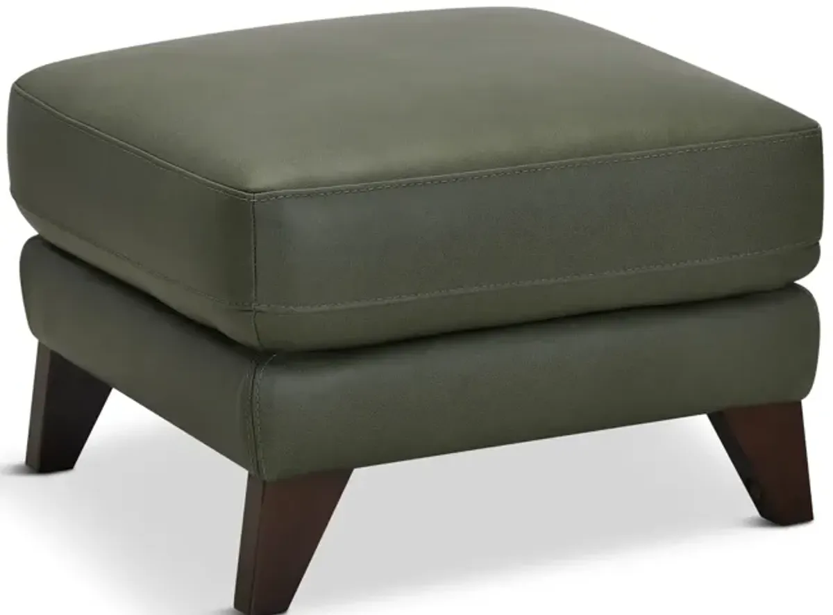 Trifle Leather Ottoman - Moss Green