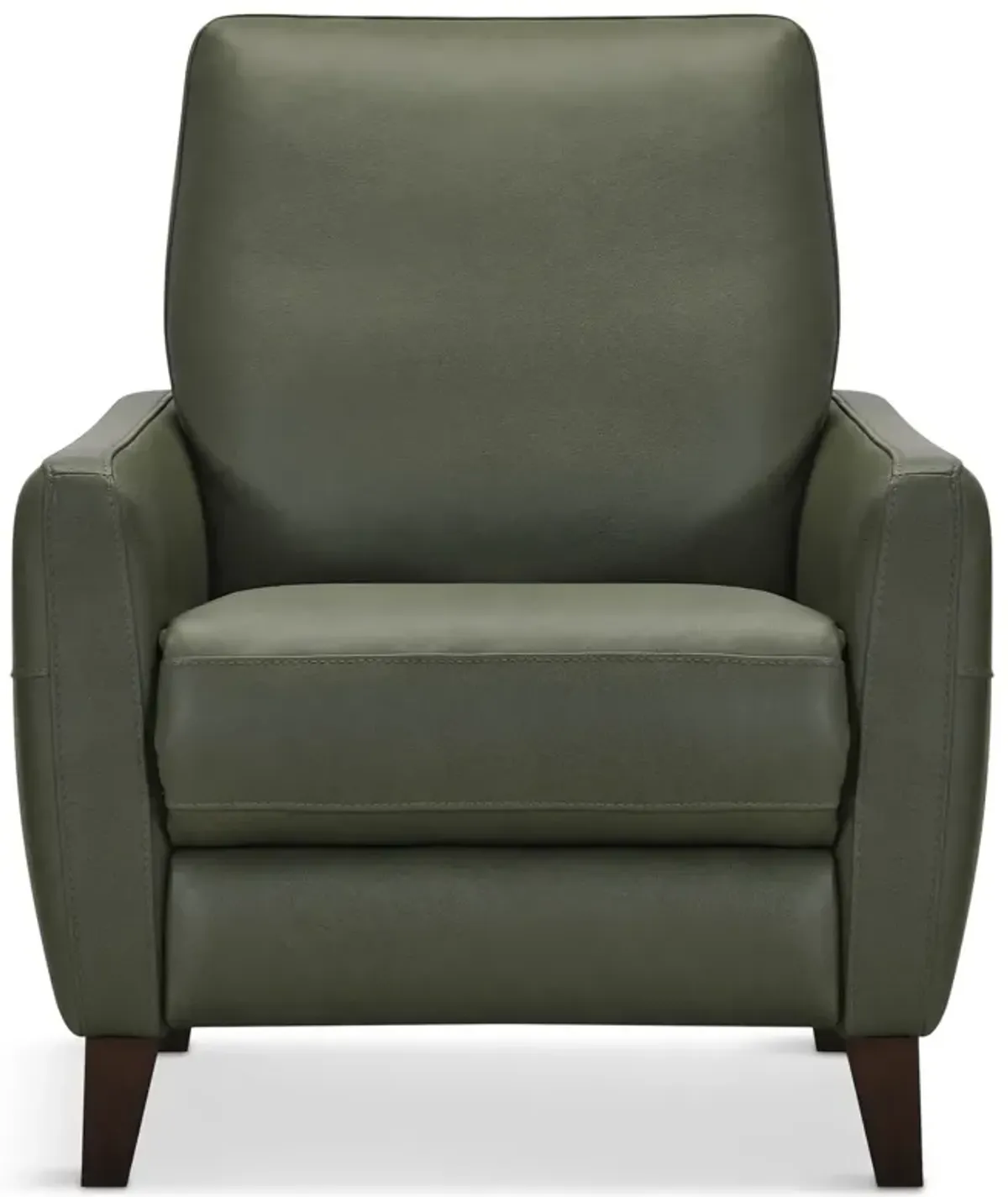 Trifle Leather Push Back Recliner - Moss Green