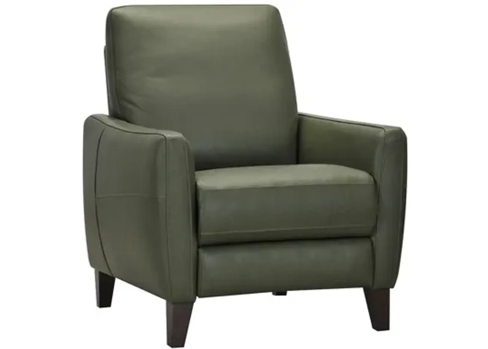 Trifle Leather Push Back Recliner - Moss Green