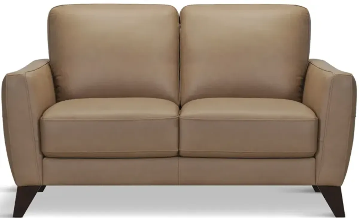 Trifle Leather Loveseat - Stone