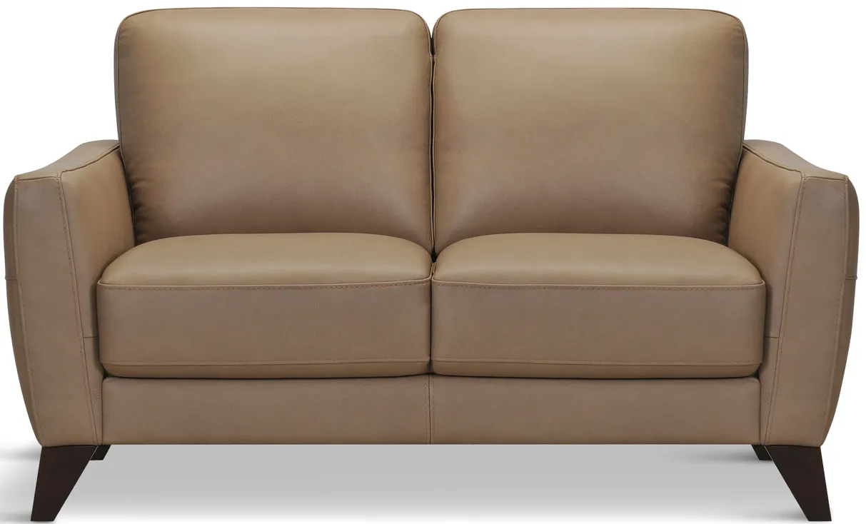 Trifle Leather Loveseat - Stone