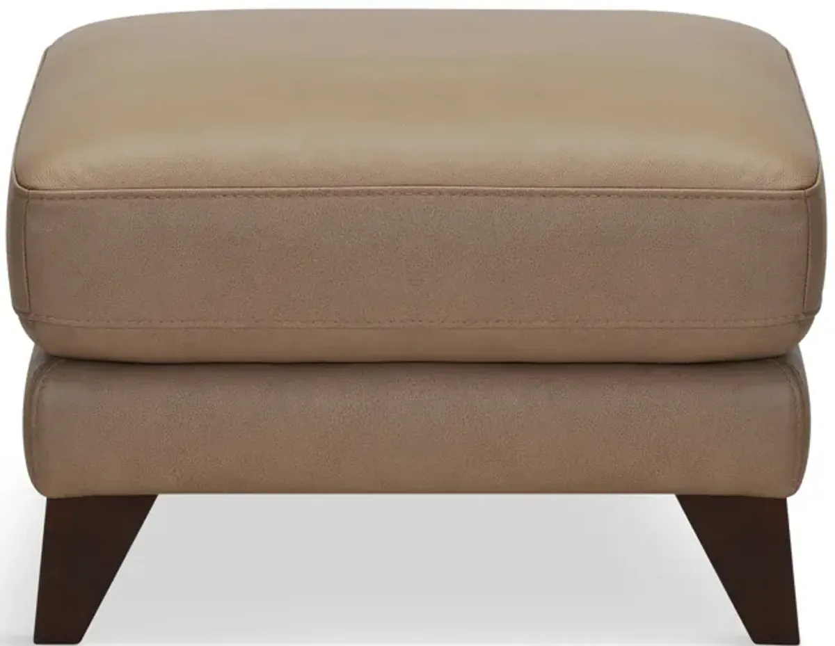 Trifle Leather Ottoman - Stone