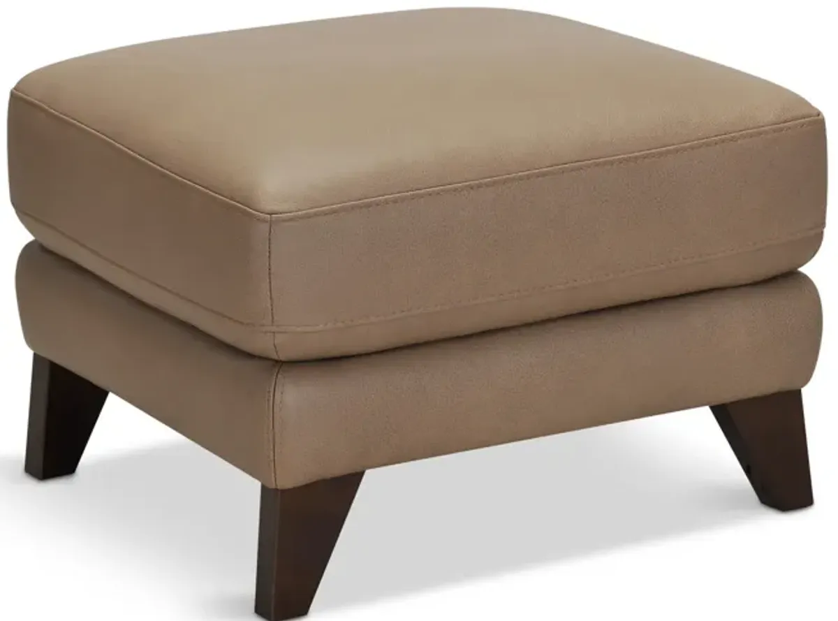 Trifle Leather Ottoman - Stone