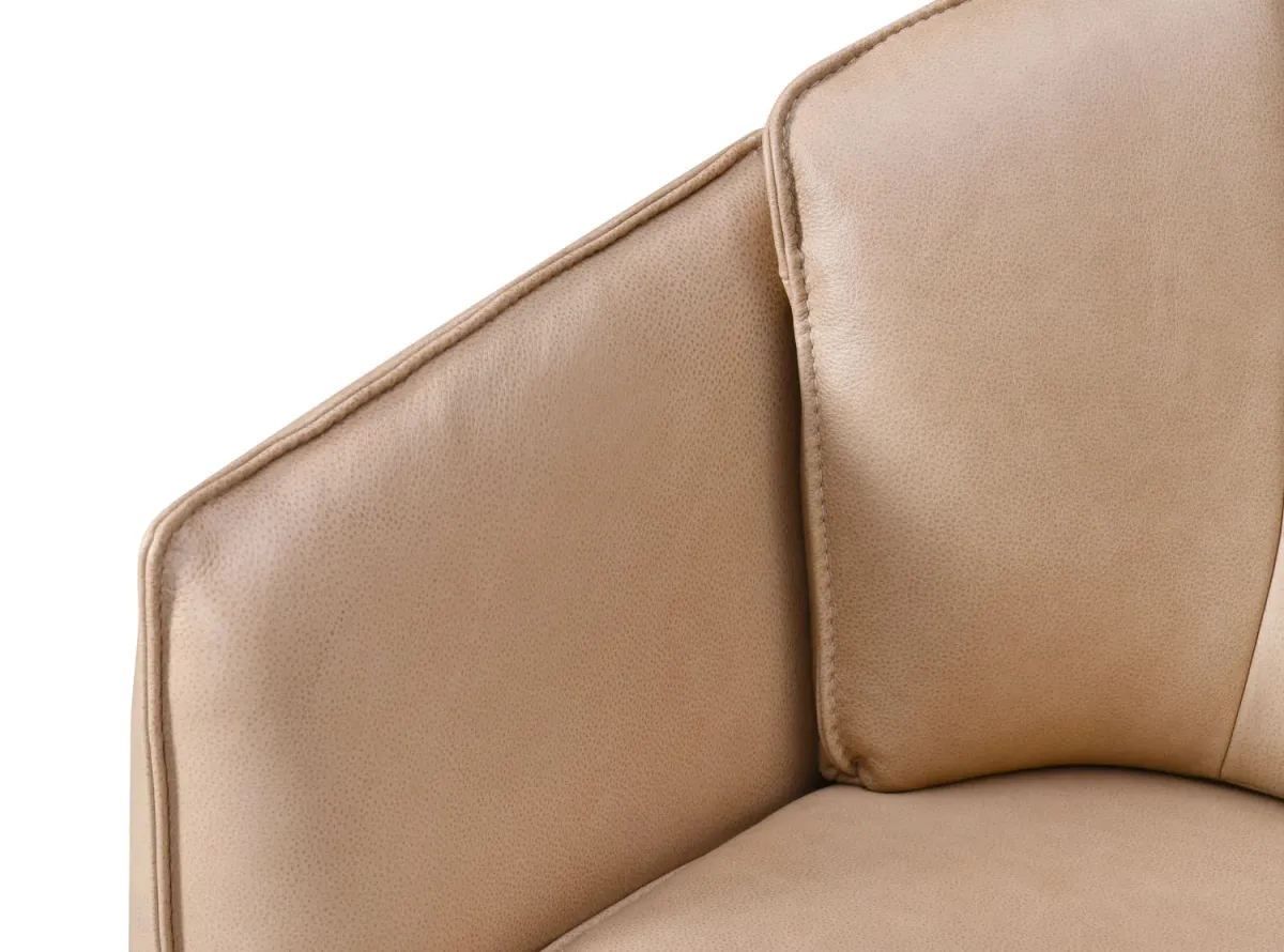 Sydney Leather Swivel Chair - Stone