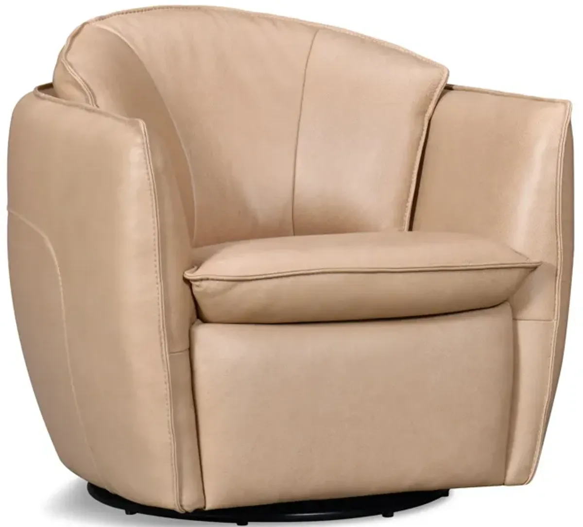 Sydney Leather Swivel Chair - Stone