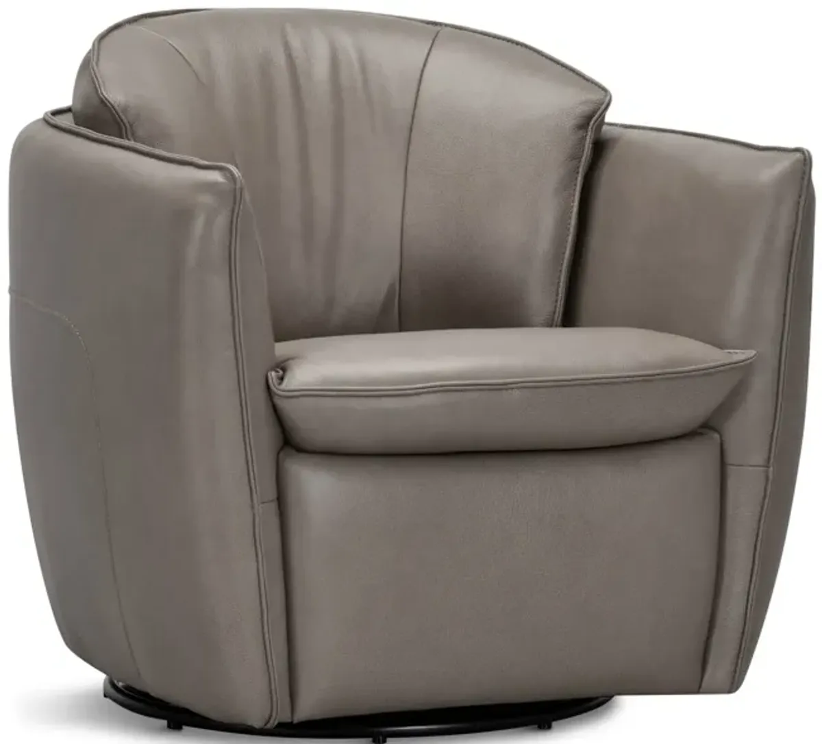 Sydney Leather Swivel Chair - Mushroom