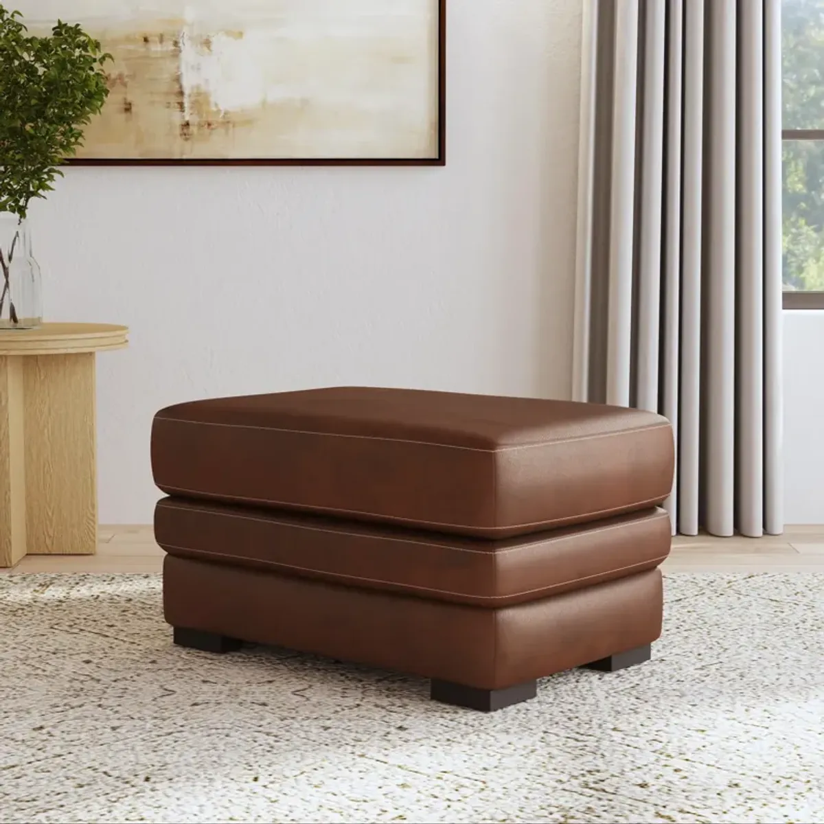 David Leather Ottoman