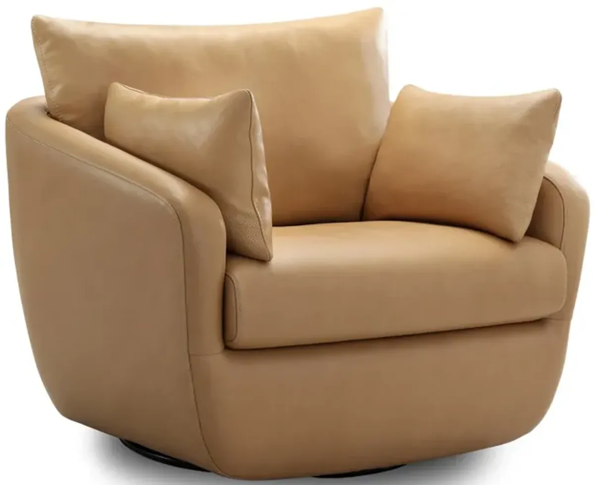 Park Leather Swivel Chair - Everest Beige