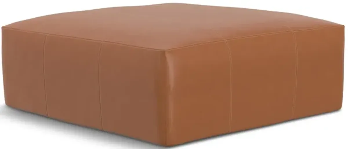 Ken Leather Ottoman - Cognac