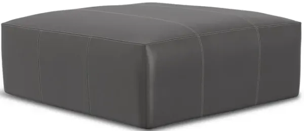Ken Leather Ottoman - Charcoal