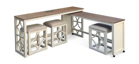 Malcolm Sofa Table with Nesting Table and 3 Stools