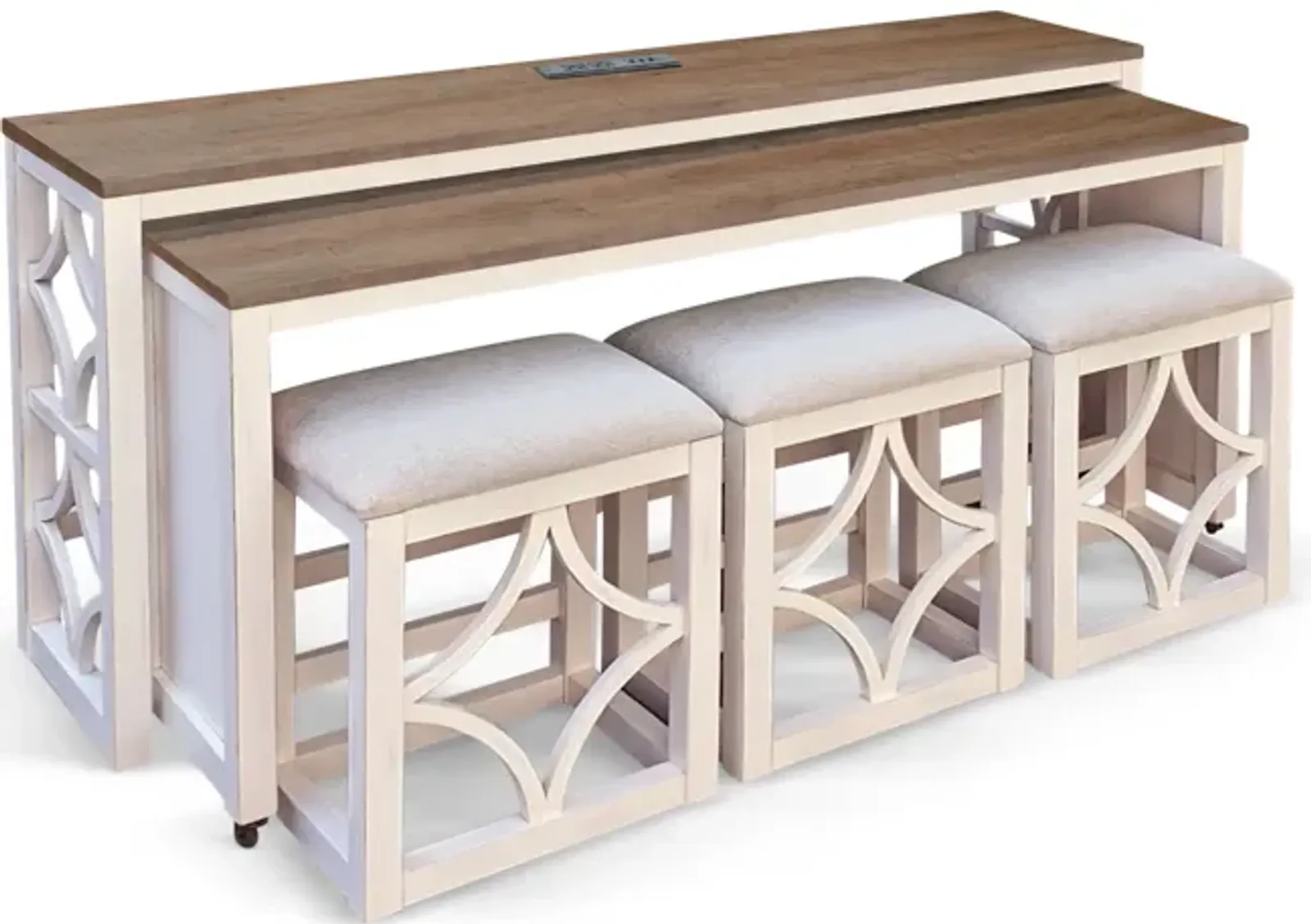 Malcolm Sofa Bar Table With Nesting Table And 3 Stools