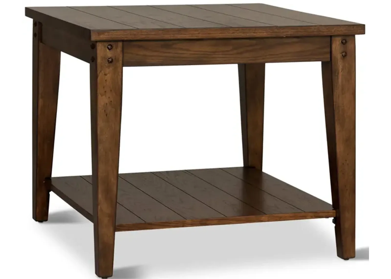 Cabin Square End Table - Rustic Brown