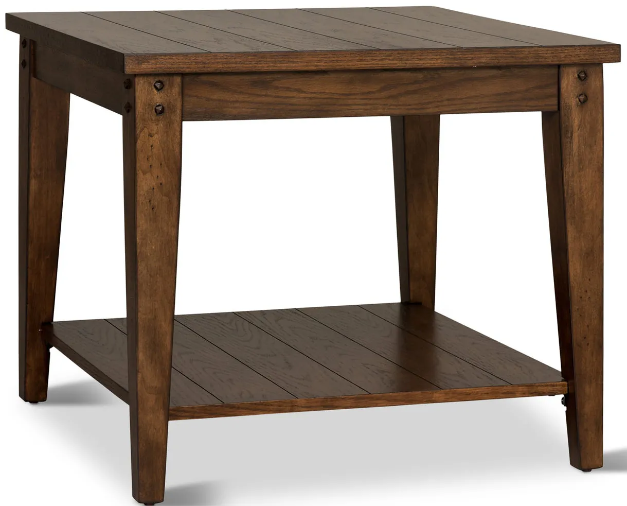 Cabin Square End Table - Rustic Brown
